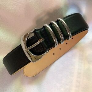 Banana Republic Black Metal Loop Leather Belt